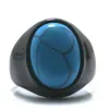 Coole grote blauwe stenen ring 316L roestvrij staal of zwart Rock feestcadeau 270t