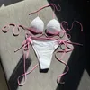 Kvinnors badkläder 2023 Europa och Amerika Sexig kärlek Drawstring Strap Hard Cup Bikini Utländsk handel