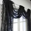 Cortina branca jacquard decoração de casamento cortinas para festas de aniversário feriado cena renda preta pura tule cama manto