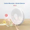 Outros acessórios de alarme Versão 2 em 1 WiFi Tuya Smart Co Detector de fumaça Monóxido de carbono Sala de estar Sala de cozinha Loja de fogo PIR Alerta de sensor de som 230830