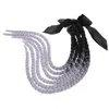 Casques de moto Pigtails Gradient Rampe Tresses Queue de cheval Cheveux avec ventouse Bowknot pour moteur Noir Gris