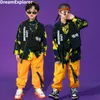 Ensembles de vêtements Garçons Street Dance Chemise imprimée à manches longues Gilet Joggers Filles Hip Hop Blouse Enfant Cargo Pantalon Vêtements Ensemble Enfants Jazz Streetwear 230830