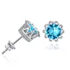 Stud Korean Women Cz Crown Earrings Luxury Sier Gold Clear Purple Blue Cubic Zirconia Diamond Ear Rings For Girl Fashion Jewelry Drop Dhcia