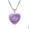 Pendentif Colliers Nouvelle Arrivée Love You Mom Collier Verre Coeur Forme Meilleur Jamais Charme Pour Femmes Mama Mode Bijoux Fête Des Mères Cadeau Dhwur