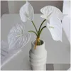 Faux blommor grönare 4 stycken riktig beröring konstgjorda pu blommor anthurium julbröllop hem dekor lyxiga falska växter orc acces dh48e