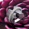 Wedding Rings Luxury Grind Arenaceous Bold Ring With Cubic Zirconia Stones Women Engagement Party Jewelry High Quality 230831