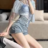 Women's Jeans Denim Shorts A-line High Waisted Summer Black Design Ultra Short Pants Trendy Ins