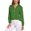 Blouses pour femmes St Patricks Day Blouse Shamrock imprimé esthétique graphique femmes Style de rue chemises automne à manches longues haut surdimensionné