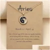 Pendentif Colliers Jour et nuit Zodiac Sign Collier pour femmes 12 Constellation Perles Chaîne Collier Femme Anniversaire Bijoux Carton C Dhwyo