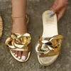 Chinelos Roma Chain Mulheres Flats Sapatos Sandálias Slingbacks 2023 Verão Luxo Open Toe Flip Flops Slides Chaussure Femme