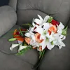 Flores decorativas buquê de casamento para noiva laranja rosas lírio nupcial cachoeira segurando flor artificial