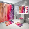 Shower Curtains Ink Painting Shower Curtain Set with Cover Non-Slip Bath Mat Drawings Sakura Waterproof Shower Curtain Set R230831