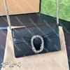 Designer schoudertas dames ketting crossbody tas Hoge kwaliteit vierkante portemonnee Klassieke diamanten hoefijzergesp Goud Zilver lederen tassen