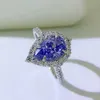 Anneaux de mariage Charms 100 925 Sterling Silver 7 11mm Goutte d'eau Tanzanite pour les femmes de luxe Gemstone Party Fine Jewelry Cadeau 230830