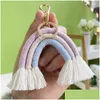 Keychains Lanyards Trendy Rainbow Tassel For Women Boho Rame Weaving Car Keyring Holder Bag Wallet Purse Jewelry Gift Girls Drop Del Dhhwz