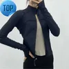 Completi da yoga Giacca sportiva corta a maniche lunghe LU-38 Donna Zip Fitness Inverno Caldo Palestra Top Abbigliamento sportivo Cappotti da corsa Abbigliamento da allenamento Donna5h