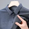 Polo da uomo con risvolto, design confortevole, maniche lunghe, polo casual, top a righe da lavoro