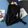 Suéteres para mujer Suéteres de punto con cuello barco y corte oblicuo para mujer HKD230831