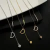 Fashion Designer Necklace Letter Pendanttitanium Steel Does Not Fade Niche Design d Pendant Female Collarbone Chain Hip Hop Birthday Gift