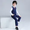 Suits Boy Plaid Vest Tuxedos Kids Waistcoat Wedding Clothes Sets Toddler Formal Dress Child School Uniform Baby Gentlemen Outfit 230830