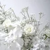 Dekorativa blommor lyxig vit rose babysbreath artificiell blommor rad bröllop bakgrund bågdekor hänga blommor arrangemang evenemang parti po po