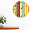 Wall Clocks Colorful Stripes Clock Living Room Home Decor Large Round Mute Quartz Table Bedroom Decoration Watch