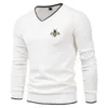 Mens Sweaters Cotton Luxury Brand Bee Embroidery Pullover Vneck Boys Solid Color High Quality Knitted Sweater Keep Warm Winter 230830