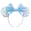 Hair Accessories 10Pcs Wholesale Classic Mouse Ears Headband Women Girls Festival Party Princess Hairband Kids Sequin Bow Female Hair Accessories 230830