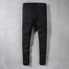 565 black with holes Men's patch stretch slim skinny high-street jeans