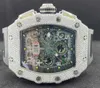 Richarmill Watch Swiss Automatic Mechanical Wrist Watches Men's Series 18 Carat's VVS1 White Moissonite Diamond Round Cut Automatic Luxury Men's Watch Wn JCTW IUV4