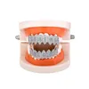 Micro pavimentado azul zircão dentes grelhadores número 1414 dentes oito dentes conjunto de presas halloween vampiro dente personalidade jóias