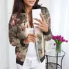 Jaquetas femininas 2023 mulheres casual diário leve zip up jaqueta floral impressão casaco gola curta esportes trench coats