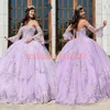 Bezaubernde applizierte lila Quinceanera-Kleider, Ballspitze, Übergröße, Schatz, 16, Tüll, Mädchen-Abschlussball-Partykleid, formelle Kleider für Junioren, Cus240w