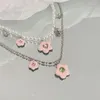 Necklace Earrings Set Pearl Flower Double Layer Exquisite Earring Delicate Gift