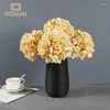 Flores decorativas 63cm de comprimento pintura a óleo hortênsia retro outono flores de seda artificial decoração para casa casamento diy decoração flor falsa