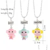 Pendant Necklaces Child Cute Best Friends Necklace Monkey Donuts Princess Dog Food Ice Cream Resin Bead Chain For Children Friendship Dhyoh