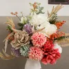 Decoratieve bloemen 42 cm herfst pioenbal kunstboeket zijde romantische bruiloft woondecoratie kerstfeest nep arrangement