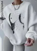 여성용 후드 boofeenaa 3d 바디 인쇄 그래픽 대형 후드 땀 셔츠 가을 겨울 긴 소매 탑 여자 스트리트웨어 C69-Ch43