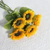 Dekoratif çiçekler yapay ayçiçeği buket ipek sahte çiçek diy düğün dekorasyon düzenlemesi parti ev dekor hediyesi