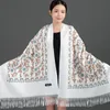 Scarves Luxury Floral Embroidered Cashmere Scarf Women Winter Warm Pashmina Shawls and Wraps for Lady Tassels Foulard Bufanda Blanket 230831