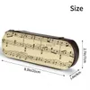 Pencil Bags Antique Sheet Music Hard Pencil Case Vintage Print Cute Quality Leather Pencil Box Elementary School Teens Zip Pen Pouch HKD230901