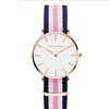 36MM Simple Womens Watches Accurate Quartz Ladies Watch Comfortable Leather Strap or Nylon Band Students Wristwatches Casual Style255r