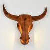 Wall Lamp Nordic LED Lighting Bull Head Solid Wood Decoration Light Corridor Sconce Fixture Bedroom Bedside Home