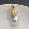 Pendant Necklaces Natural Freshwater large Baroque irregular Magic Light pearl pendant inlaid with diamond gold and silver color jewelry gifts PB 230831
