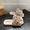 Slipper Kruleepo Fashion Fairy Style Slippers Slipers Slipers для девочек, девочки, дети дети, малыш, жемчужный цветочный принт Pu Кожаный Antiskid San