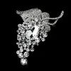 4 inch extra grote druifvormige strass-kristal diamante broche met druppelvormig kristal