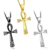 Collares colgantes Acero inoxidable Egipto Ankh Clave de la vida Egipcio Bling Rhinestone Cruz Collar para hombres S Hip Hop Joyería Drop Deliv Dh7W2