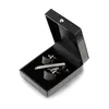 カフリンクLepton Classic Business Square Black Brush Mens Cufflinks Tie Clips Set High Quality Necktie Pin Bars Clip Clasp Drop Ship Dh7up