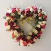 装飾的な花ウェディングアーチハートピンクローズフローラルスワグLINTEL ARIGHTIAセンターピースドアウィンドウホームデコレーション