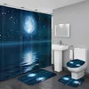 Rideaux de douche Ensembles de rideaux de douche imperméables avec tapis paysage de mer tapis de bain et tapis avec housse de siège décor de salle de bain R230831